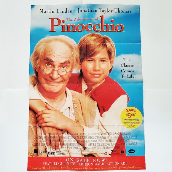 Vintage 90s JTT Jonathan Taylor Thomas Pinocchio DVD/VHS Movie Wall Poster - Picture 2 of 15